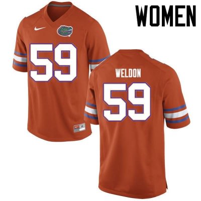 Women's Florida Gators #59 Danny Weldon NCAA Nike Orange Authentic Stitched College Football Jersey QQH1762AI